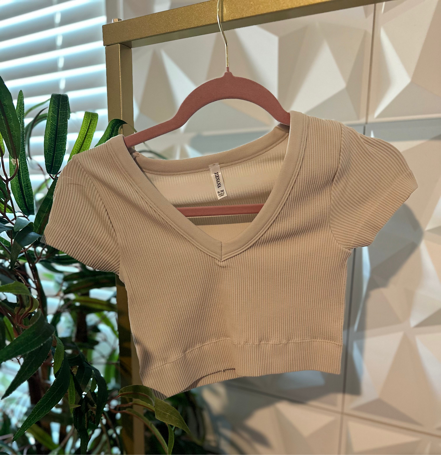 Double Layered Crop - Sand Beige