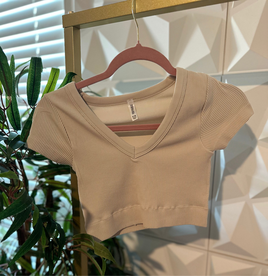 Double Layered Crop - Sand Beige