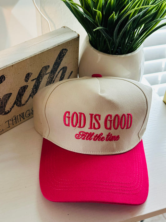 God is Good Canvas Cap - Fuchsia
