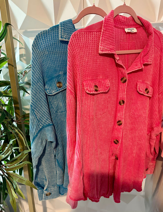 The Bold Texture Shacket - Fuchsia