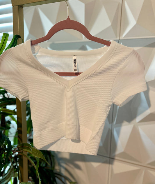Double Layered Crop - White