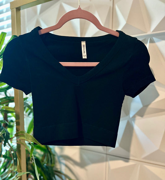 Double Layered Crop - Black